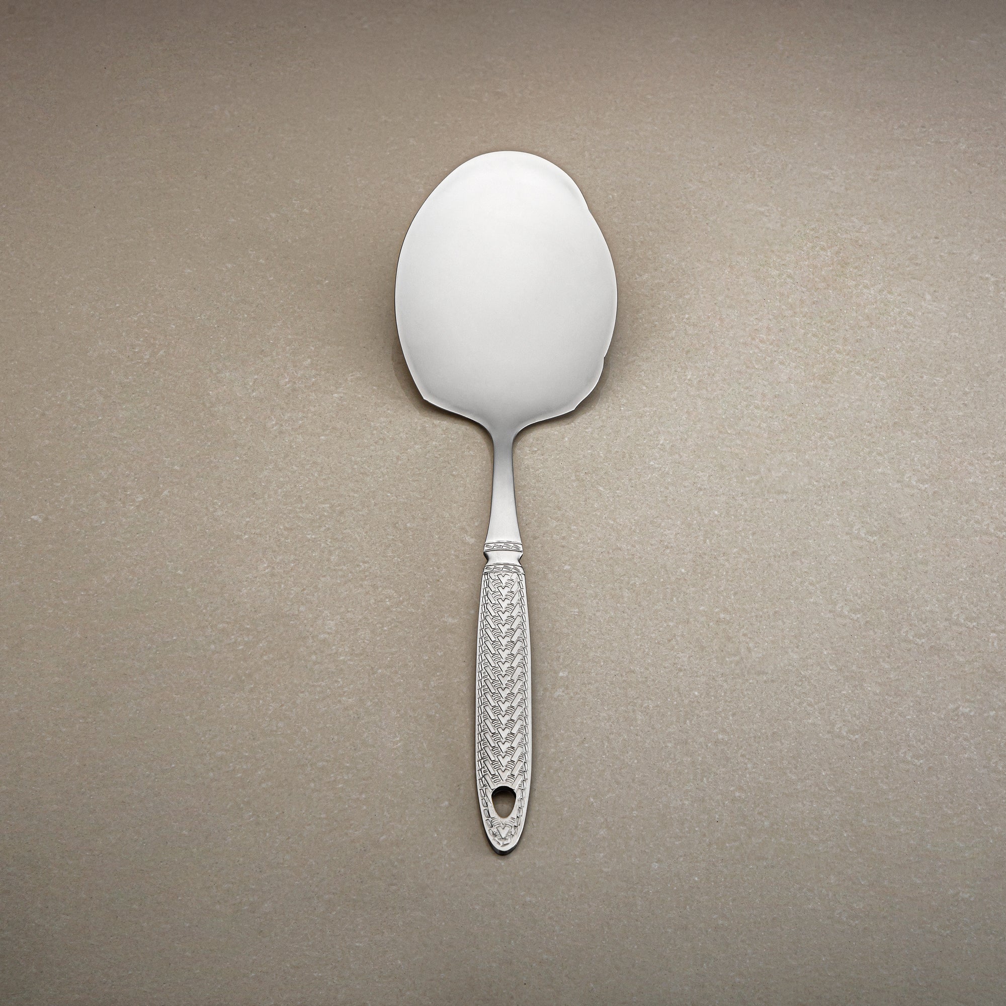 Almarjan Flat Rice Server, Stainless Steel, Silver (CUT0010477) Elegant Flatware
