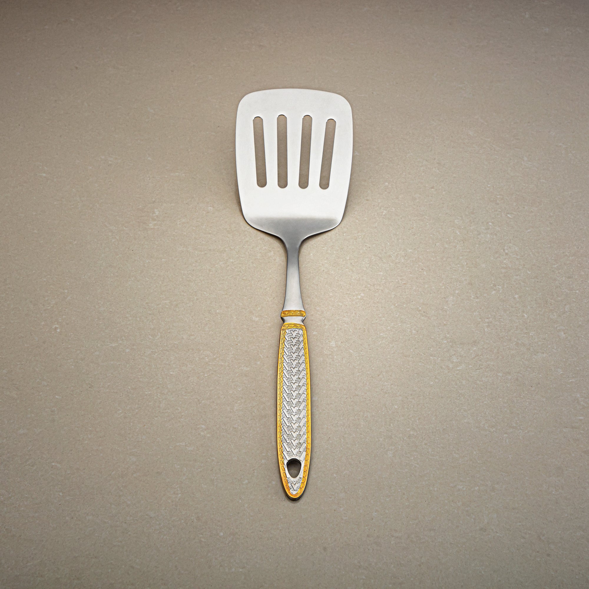 Almarjan Small Slotted Turner, Stainless Steel, Silver & Gold (CUT0010488) Elegant Flatware