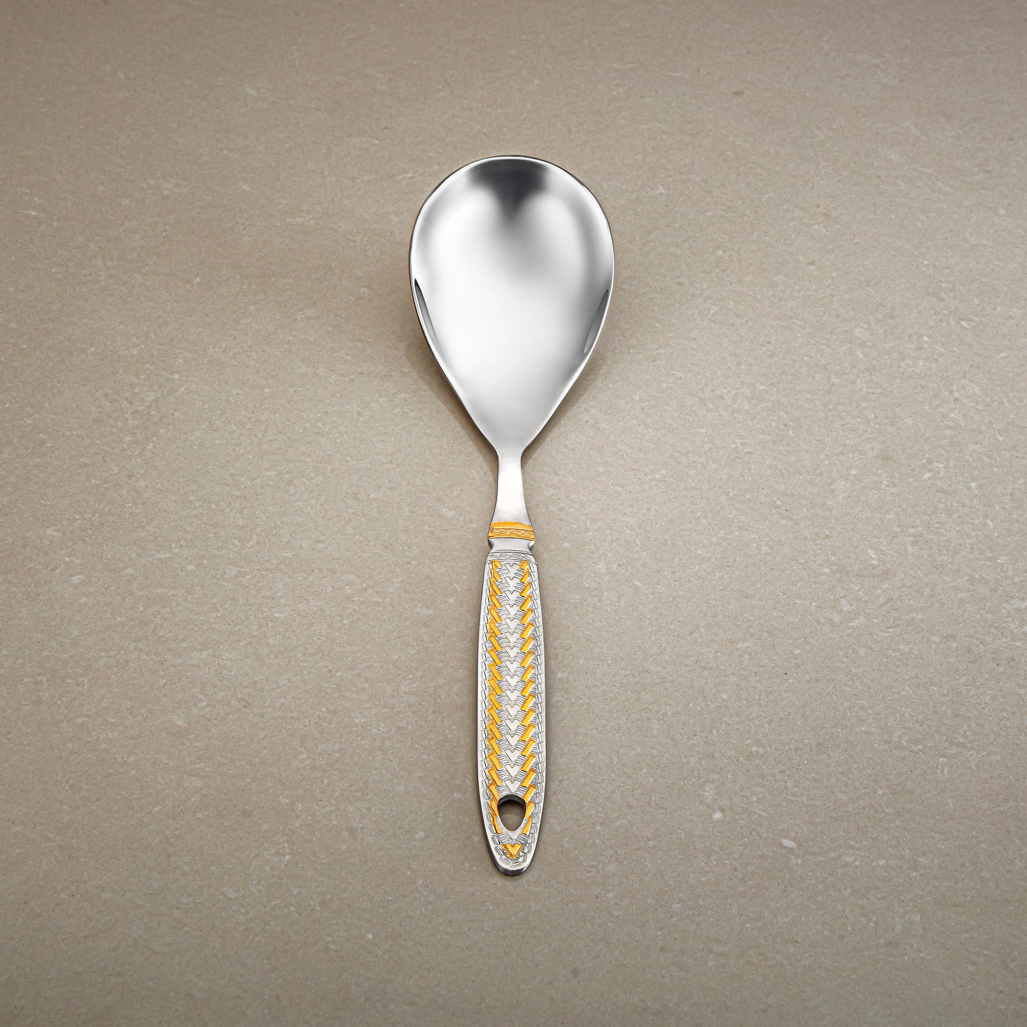 Almarjan Rice Spoon, Stainless Steel, Silver & Gold (CUT0010491) Elegant Flatware