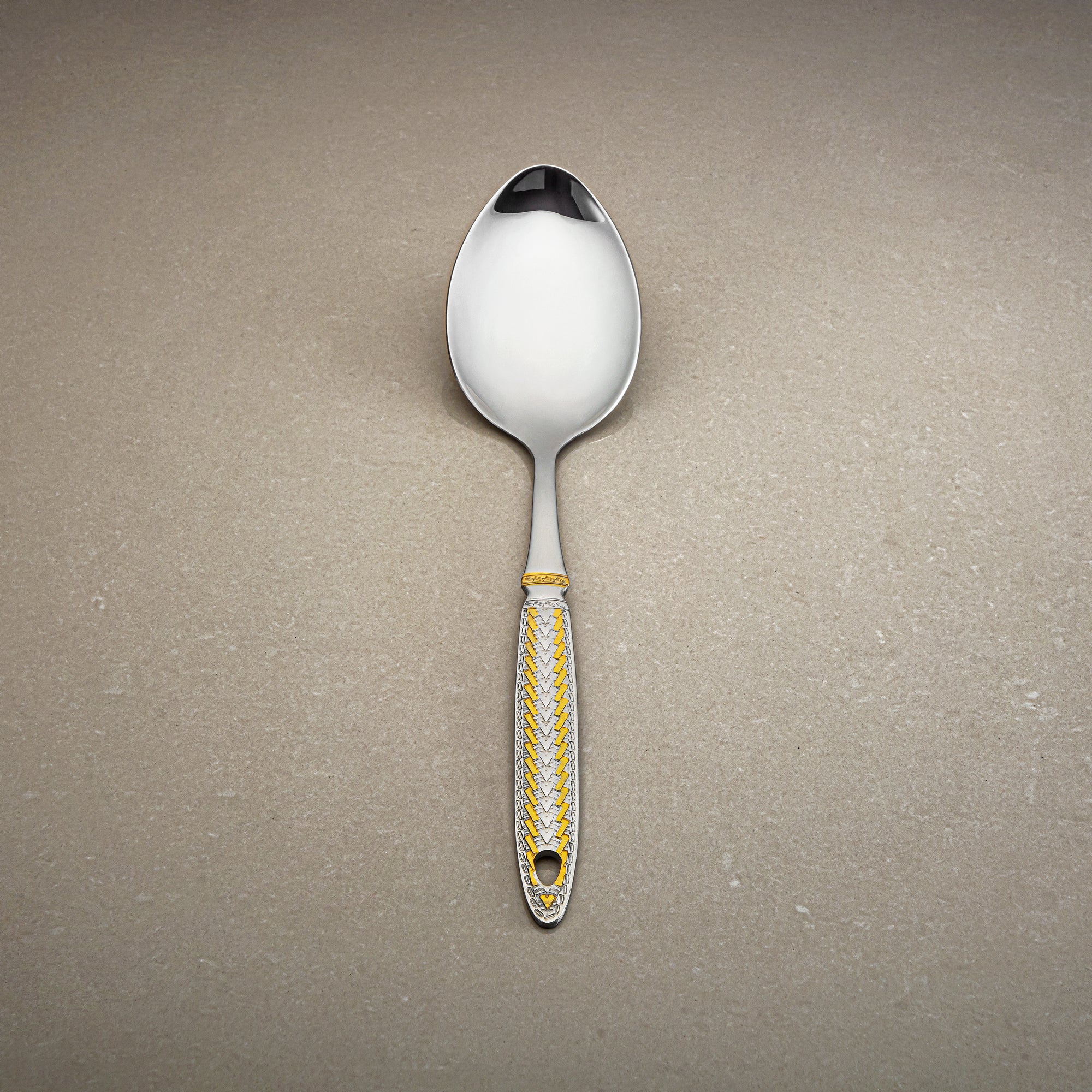 Almarjan Small Pasting Spoon, Stainless Steel, Silver & Gold (CUT0010493) Elegant Flatware