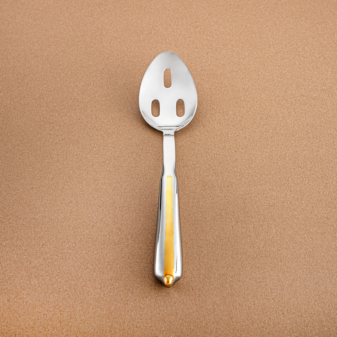 Almarjan Stainless Steel Slotted Spoon – Mirror Finish, Silver & Gold CUT1620063