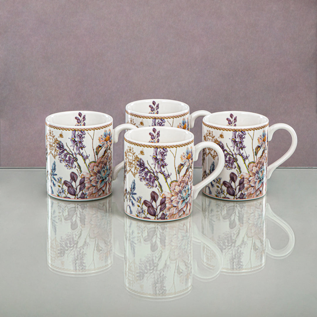 Almarjan 4 Pieces Porcelain Coffee Mug Set - D480 R2024S4