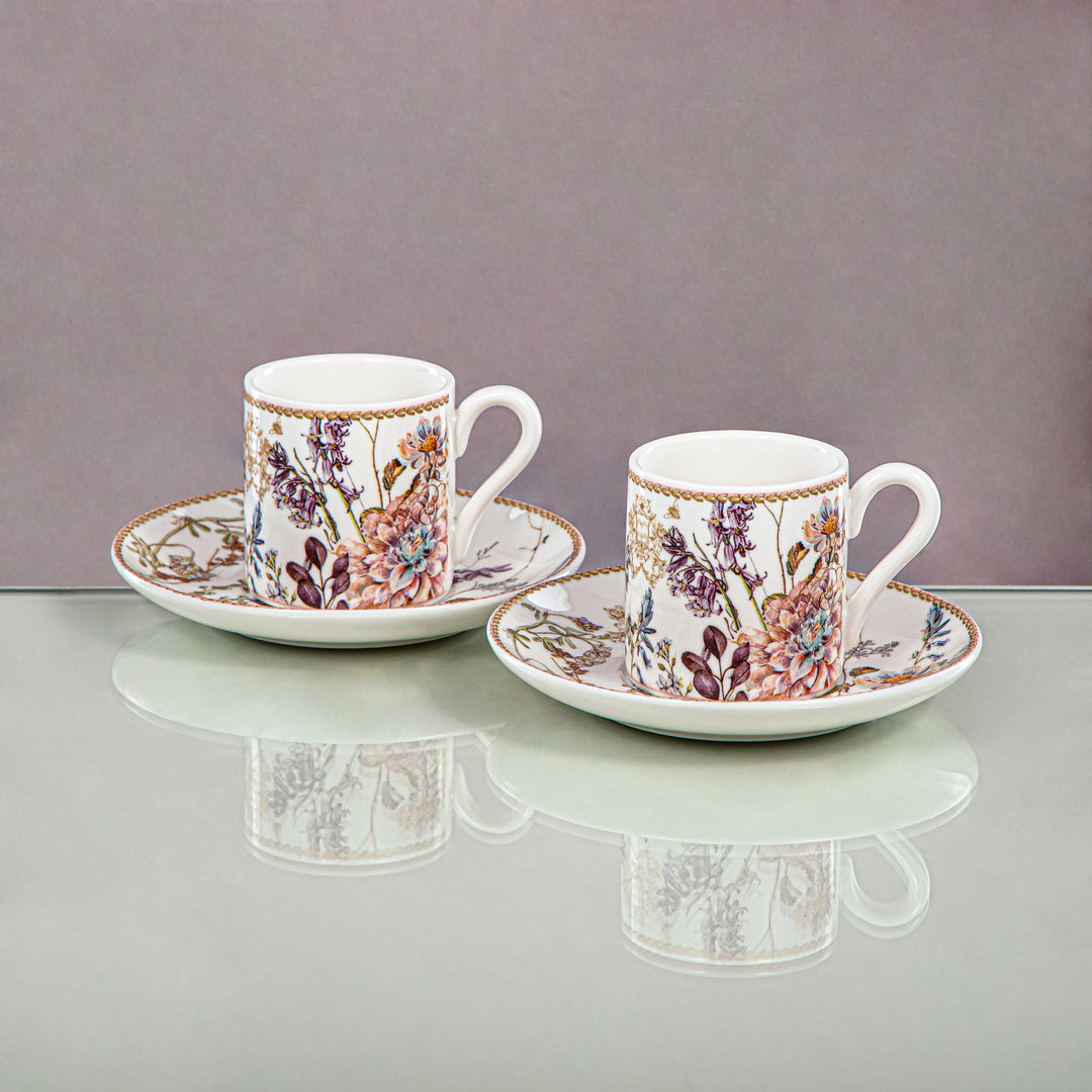 Almarjan 2 Pieces Porcelain Espresso Cup & Saucer - D480 R2028RS2/N