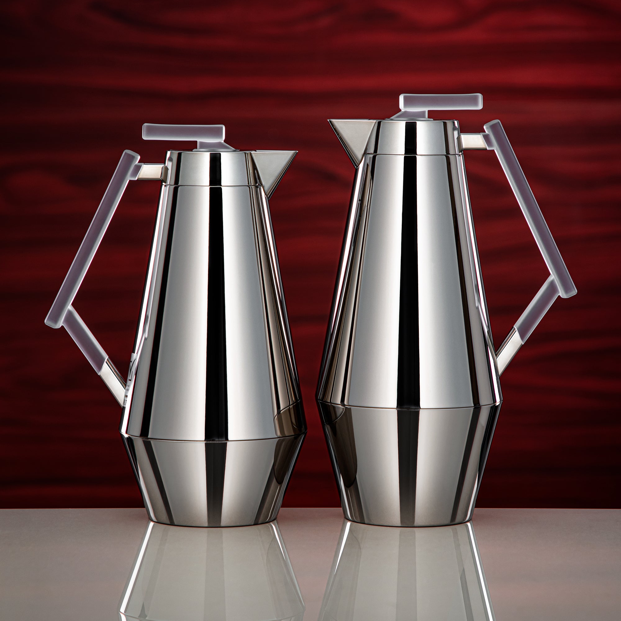 Almarjan Vacuum Flask Set 0.7L & 1L Silver & Frost