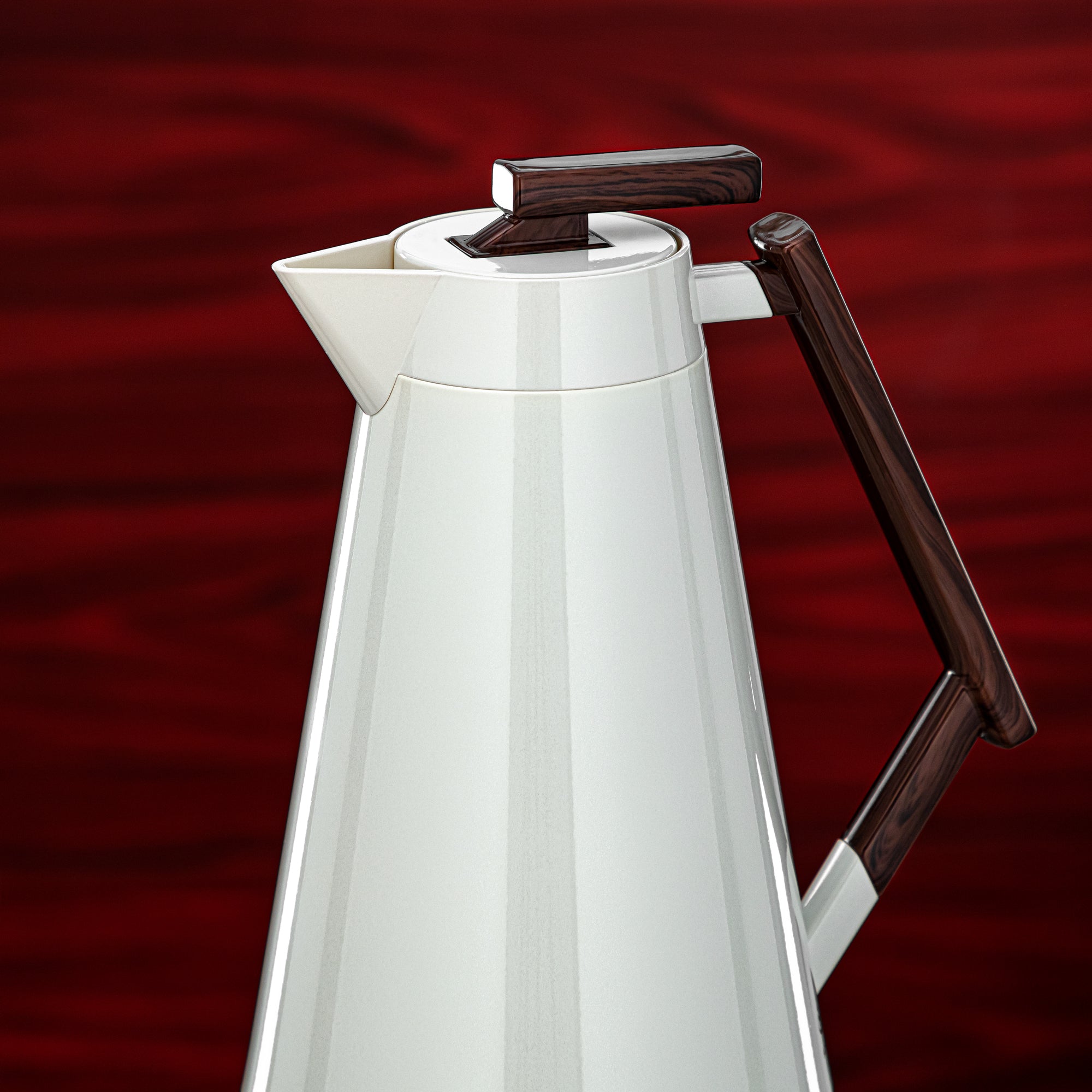 Almarjan Vacuum Flask Set 0.7L & 1L Pearl White & Dark Wood