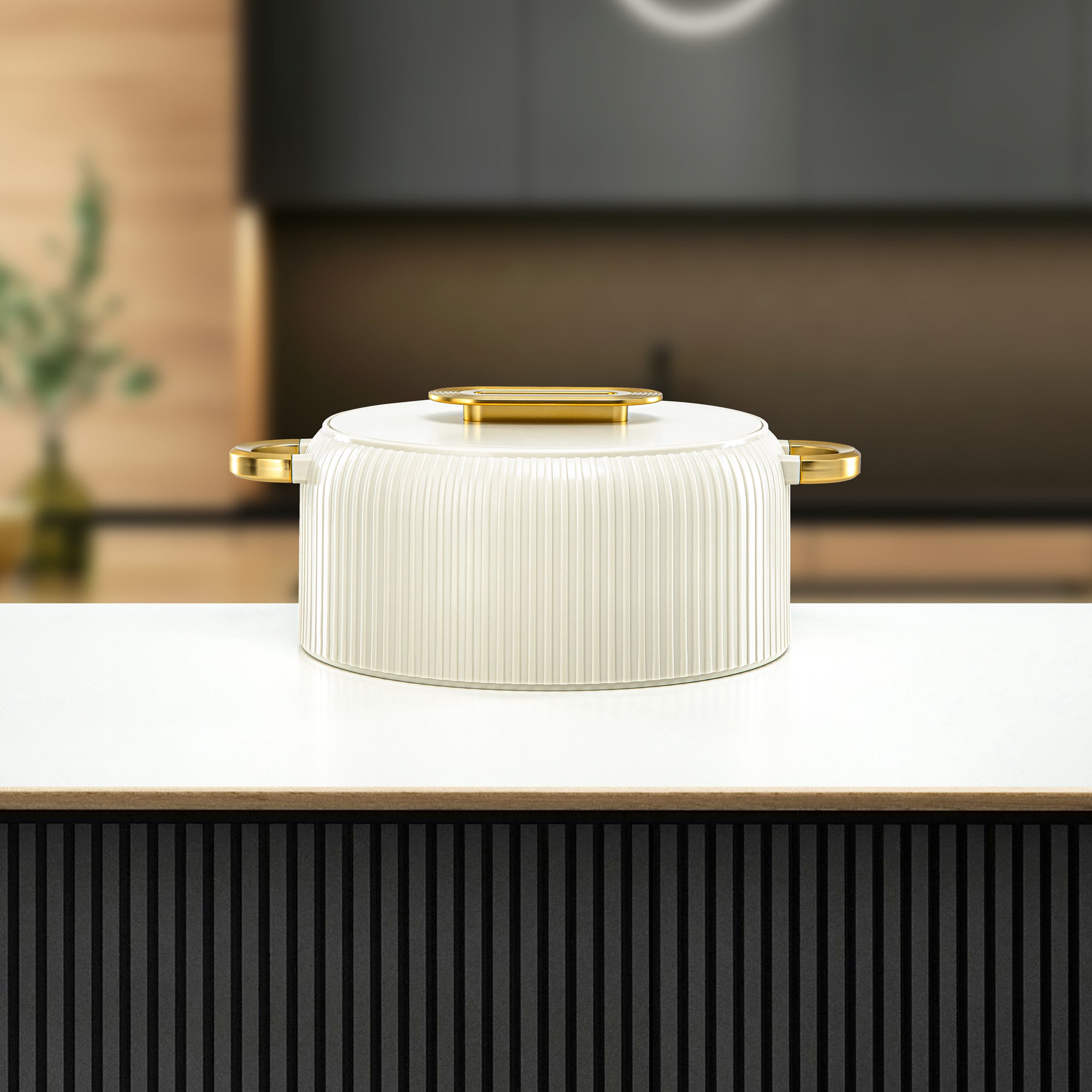 ألمرجان حرارات بلاستيك، مجموعة من 3 قطع، عاجي وذهبي، 2000 مل + 4000 مل + 6500 مل (EK-200/400/650 MIV/MG) أدوات تقديم رمضان