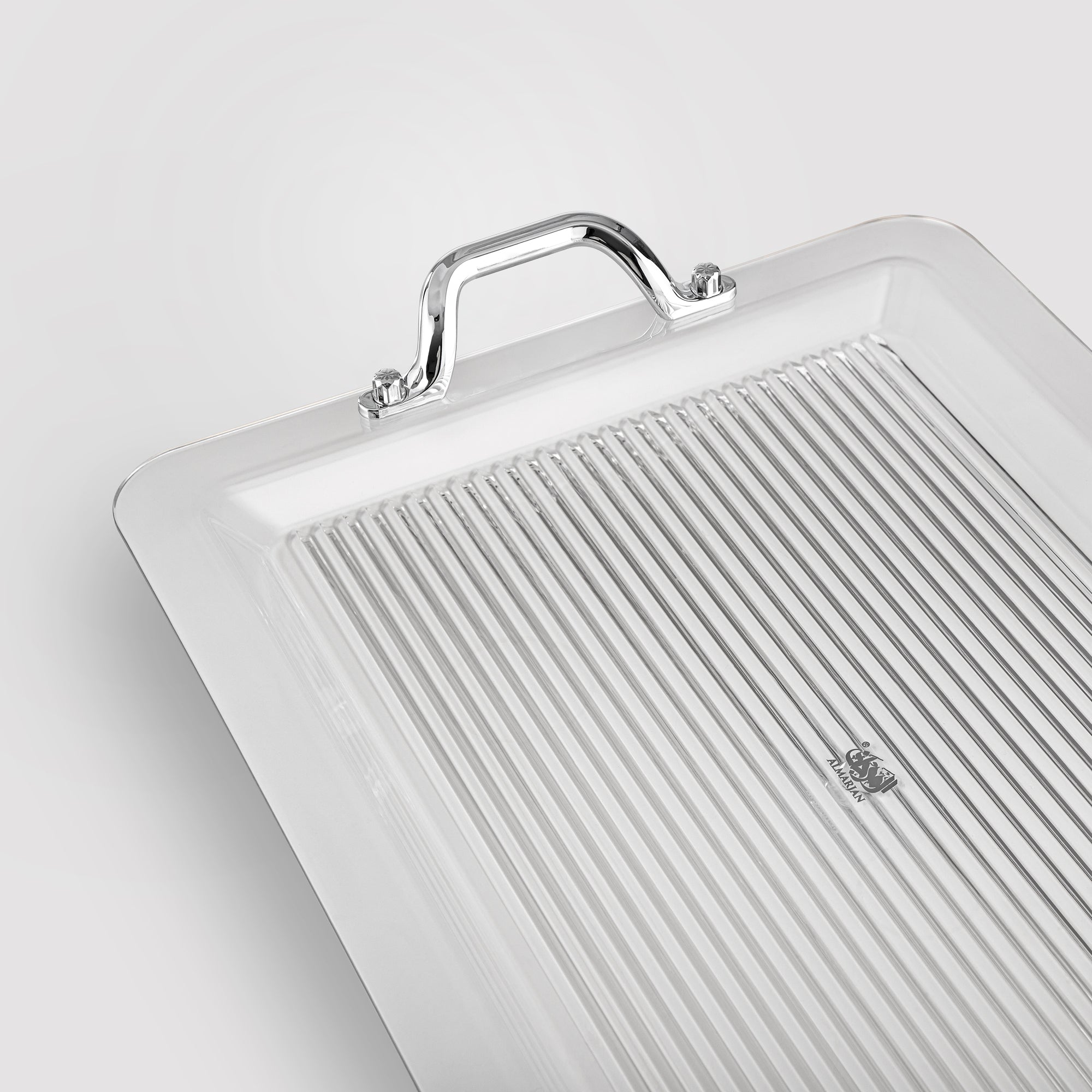 صينية تقديم أكريليك مقاس 55 سم من المرجان، شفاف وفضي | FB07-550 الكلك