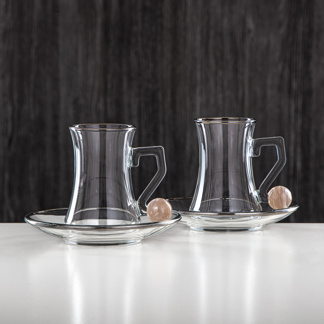 Almarjan 6 Pieces Borosilicate Glass Tea Cup Set - FB803-12 PBG/C