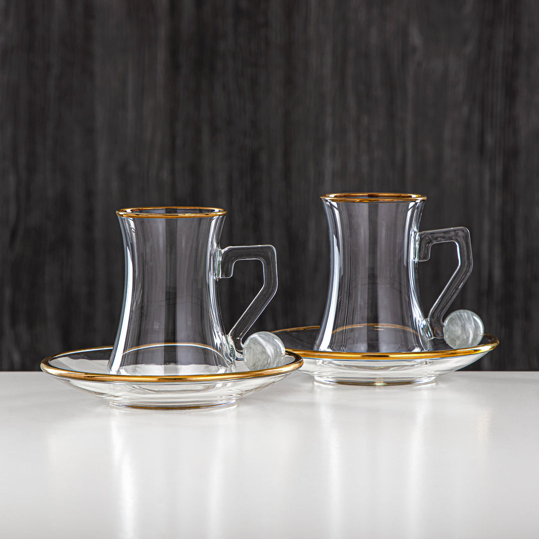 Almarjan 6 Pieces Borosilicate Glass Tea Cup Set - FB803-12 PIV/G