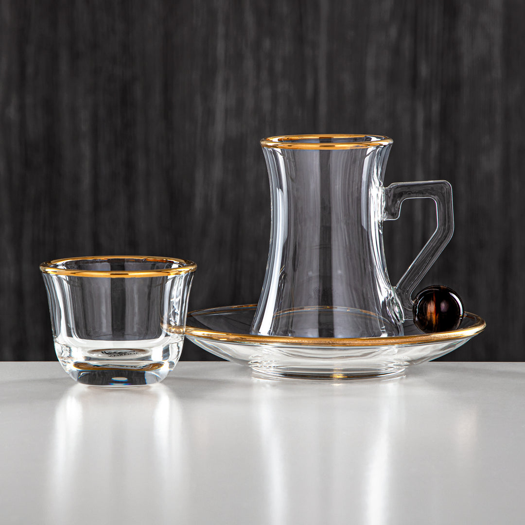 Almarjan 18 Pieces Borosilicate Glass Tea Set - FB803-18 PBR/G