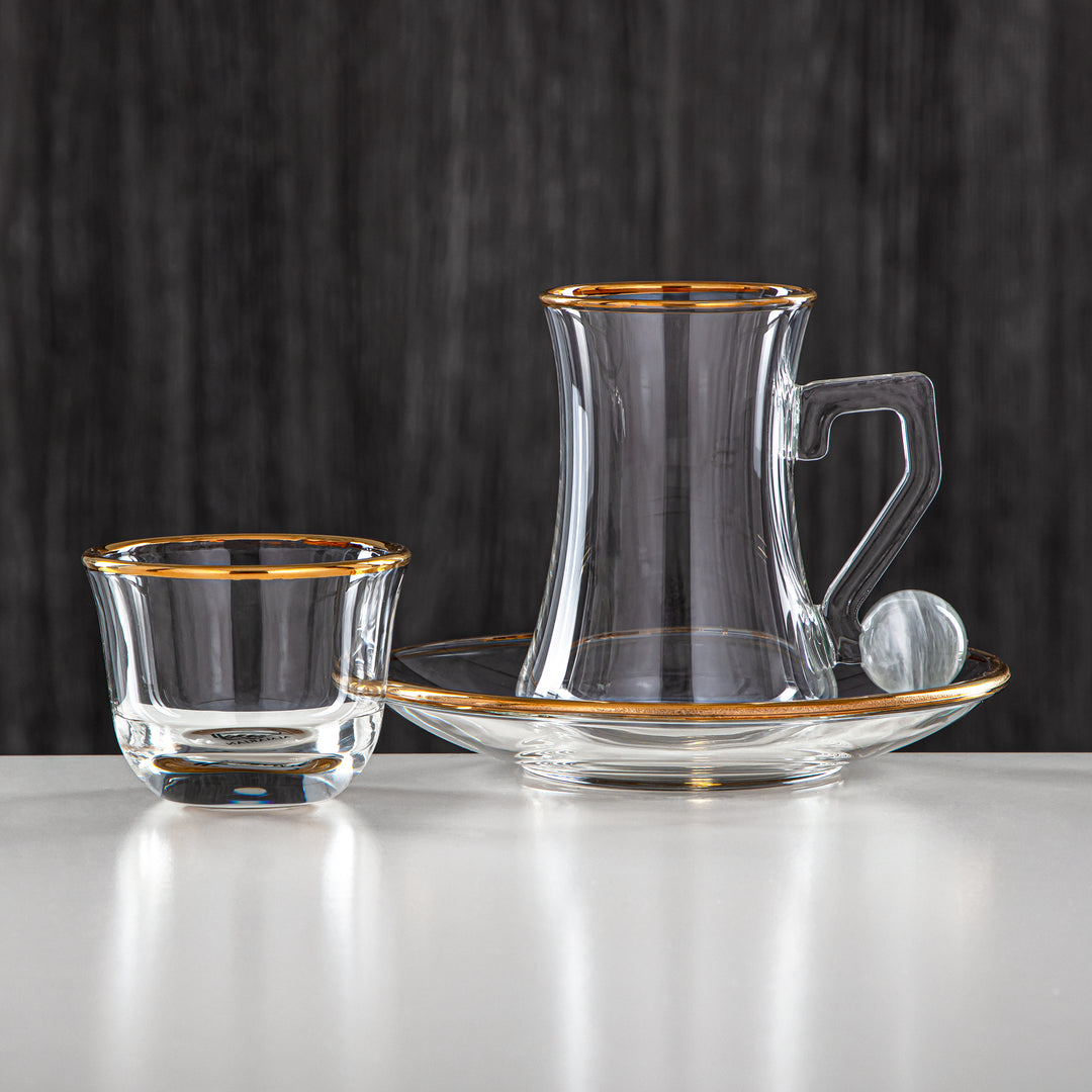 Almarjan 18 Pieces Borosilicate Glass Tea Set - FB803-18 PIV/G
