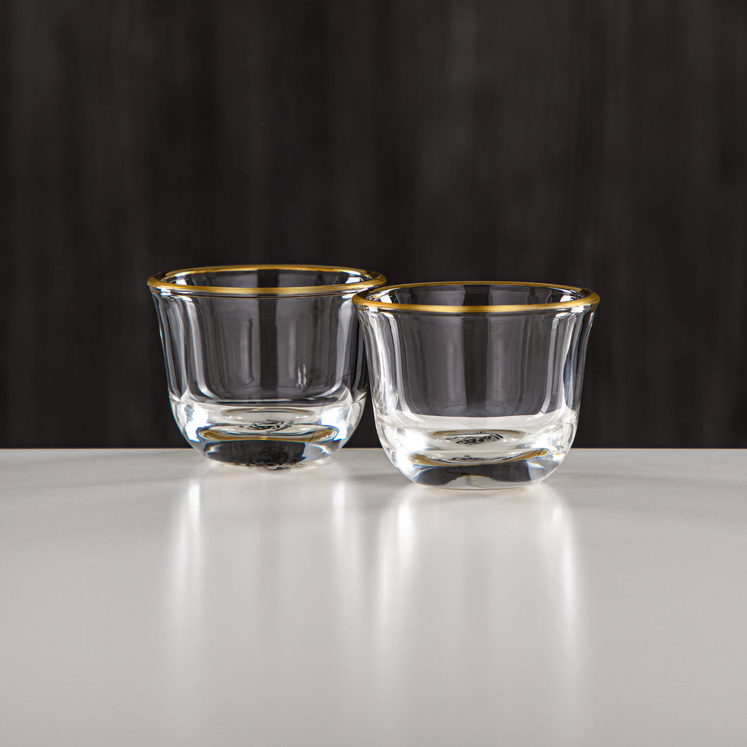 Almarjan 6 Pieces Borosilicate Glass Cawa Cup Set - FB803-6 Gold