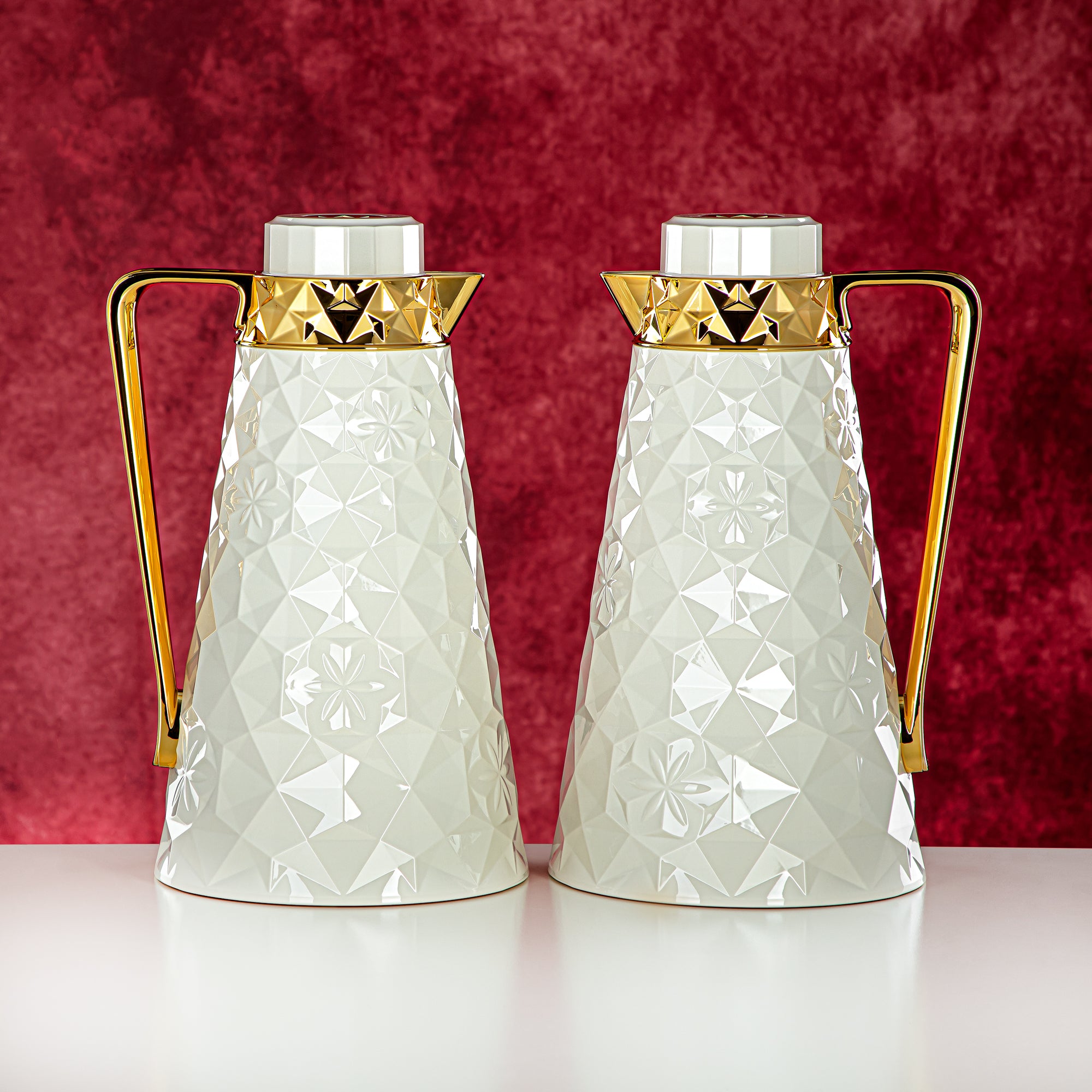 Almarjan 2 Pieces Vacuum Flask Set Ivory & Gold - FG204AB-100 IV/G