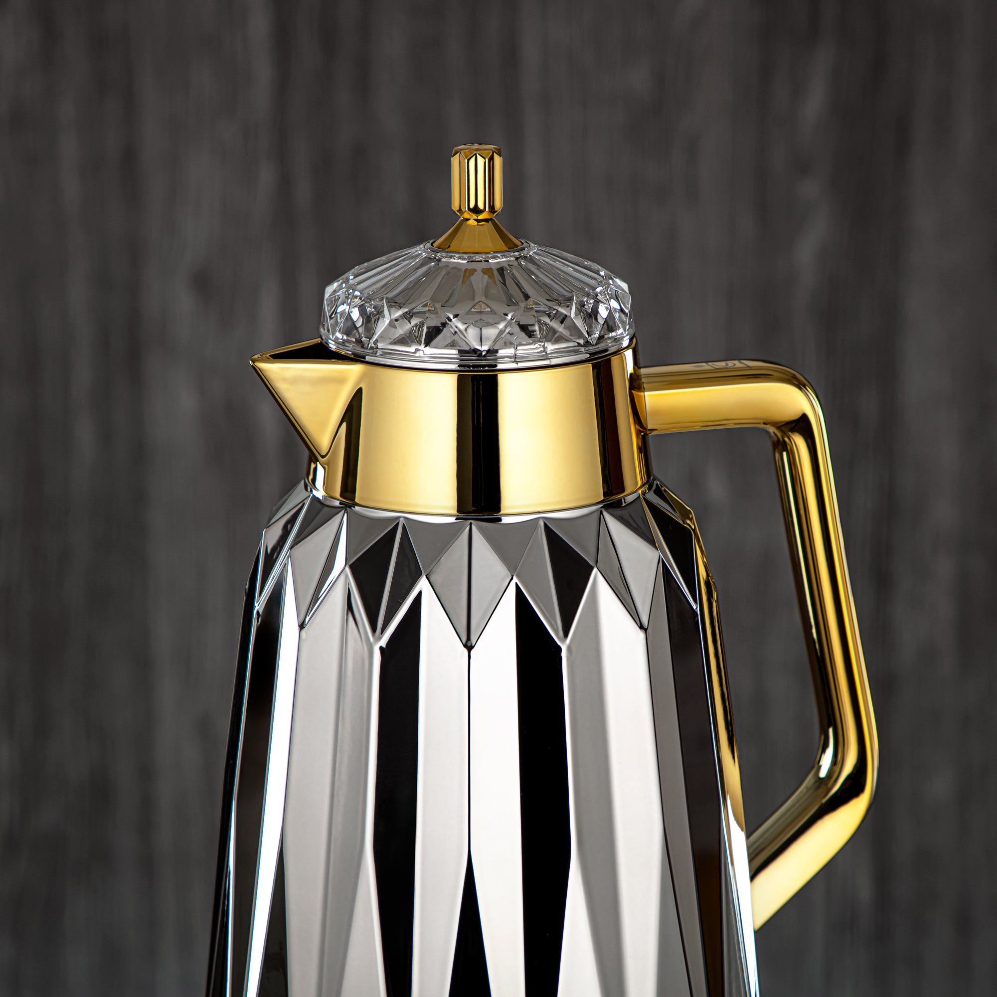 Almarjan Vacuum Flask Set - 1L + 1L, ABS, Silver & Gold, Mirror Finish | FG209AB-100 NI/G