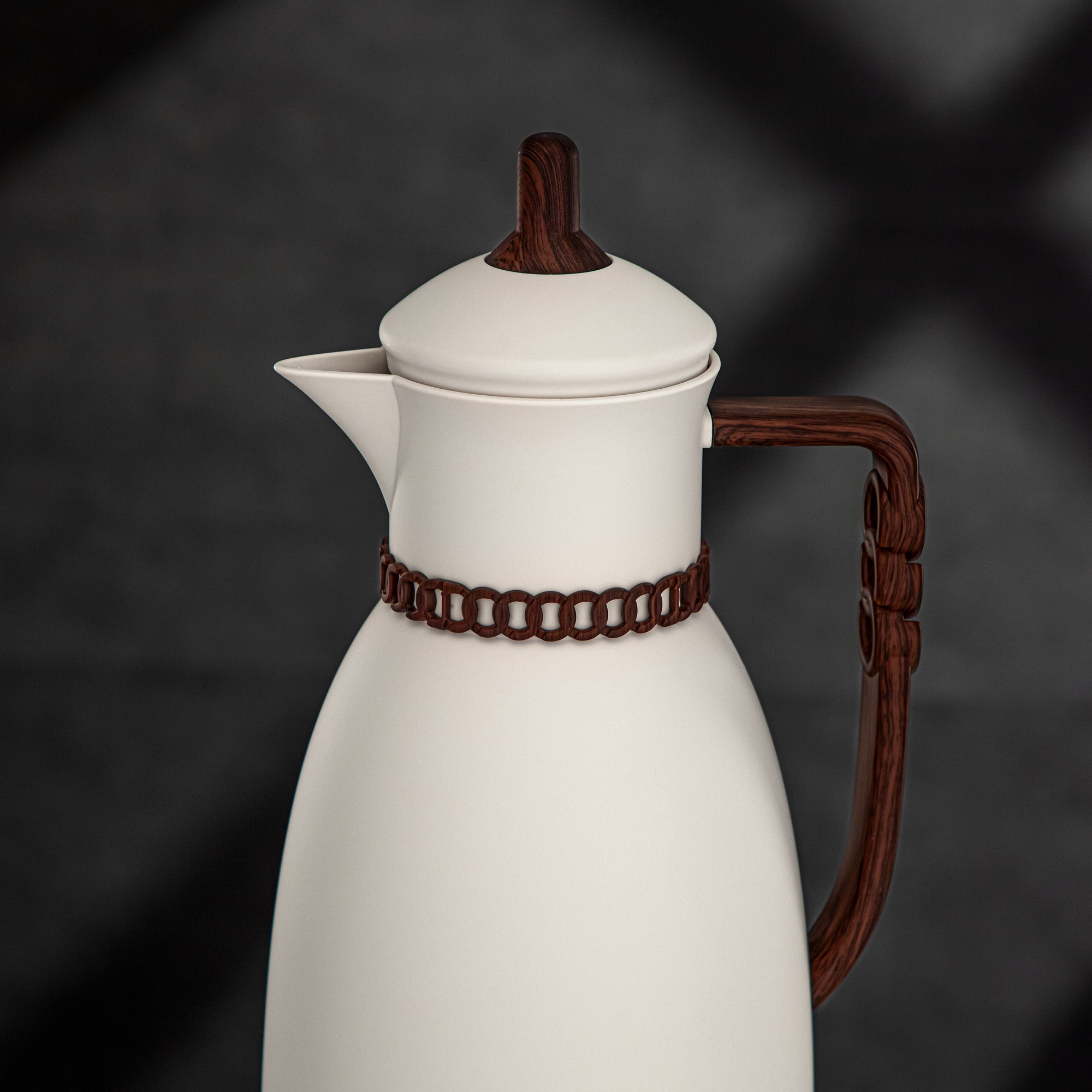 Almarjan Vacuum Flask Set 0.7L & 1L Ivory & Dark Wood