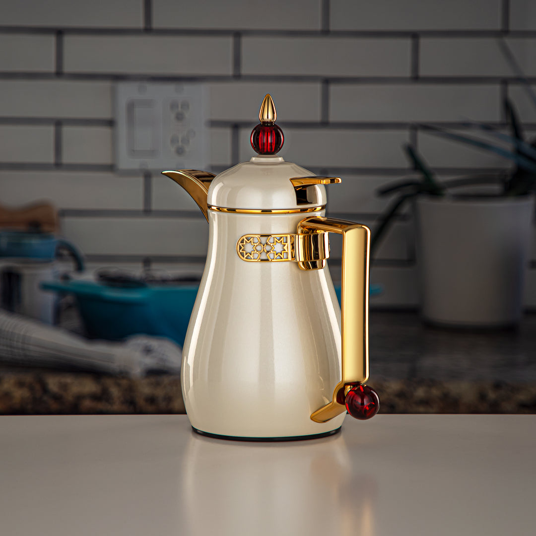 Almarjan 0.35 Liter Vacuum Flask Pearl White & Gold - FG803-035 MAR/PW