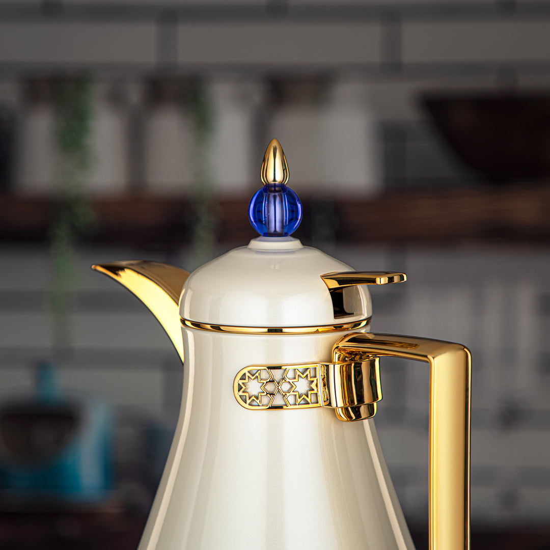 Almarjan 0.35 Liter Vacuum Flask Pearl White & Gold - FG803-035 NV/PW