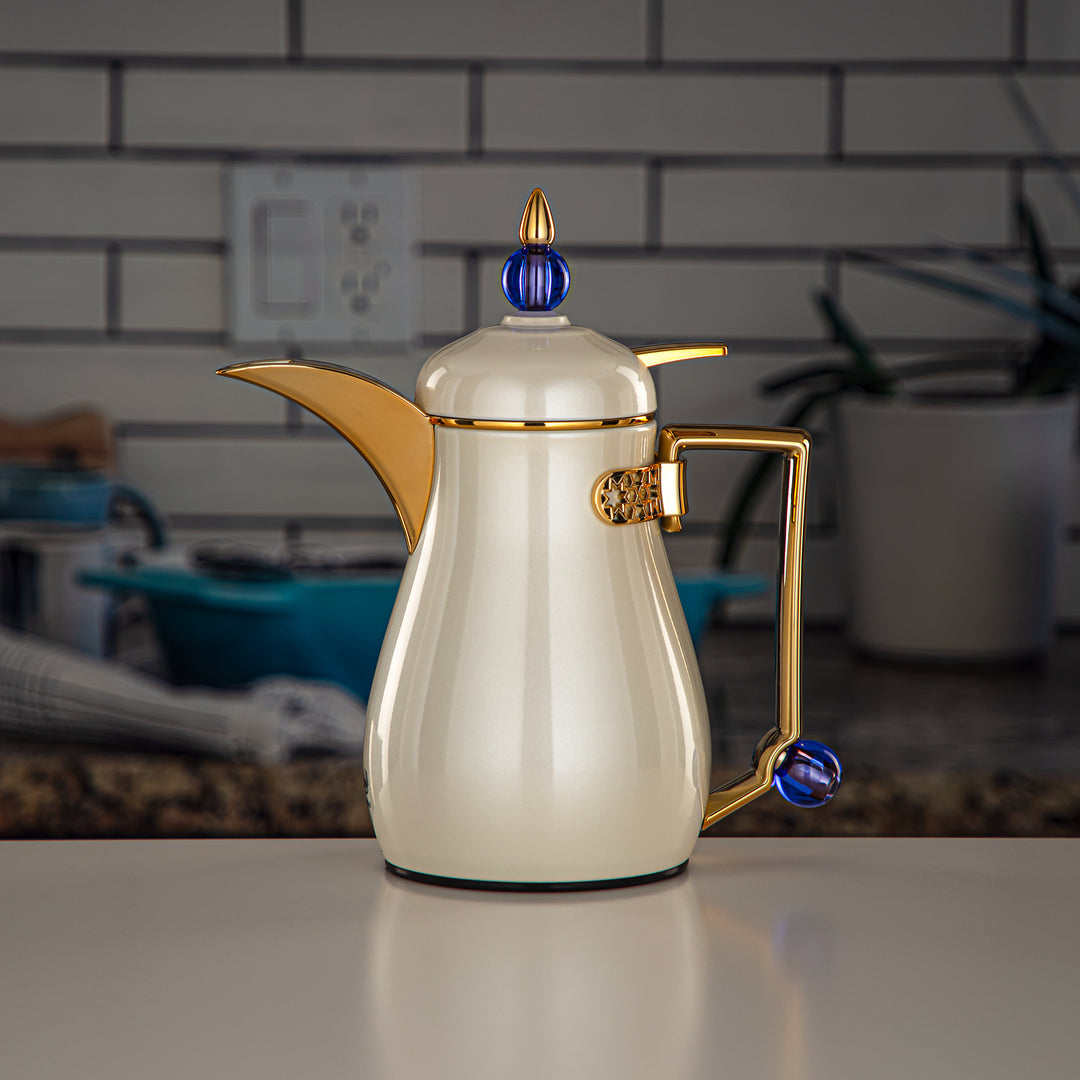 Almarjan 0.35 Liter Vacuum Flask Pearl White & Gold - FG803-035 NV/PW