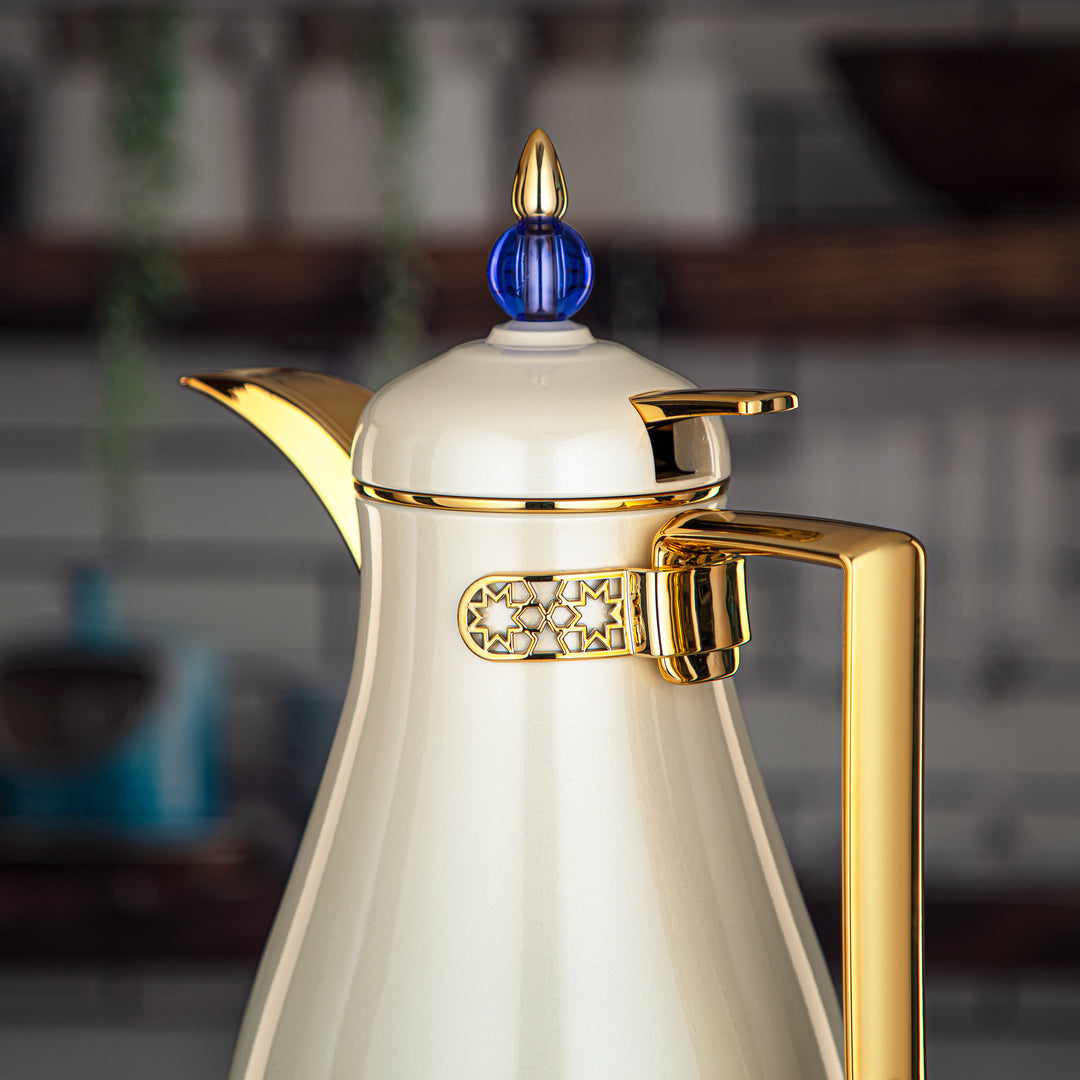 Almarjan 2 Pieces Vacuum Flask Set Pearl White & Gold - FG803-070/100 NV/PW