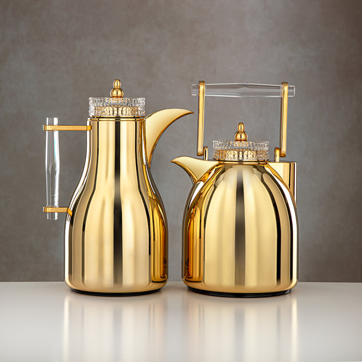Almarjan 2 Pieces Vacuum Flask Set Gold & Transparent - FG804 AB-100 TR/G