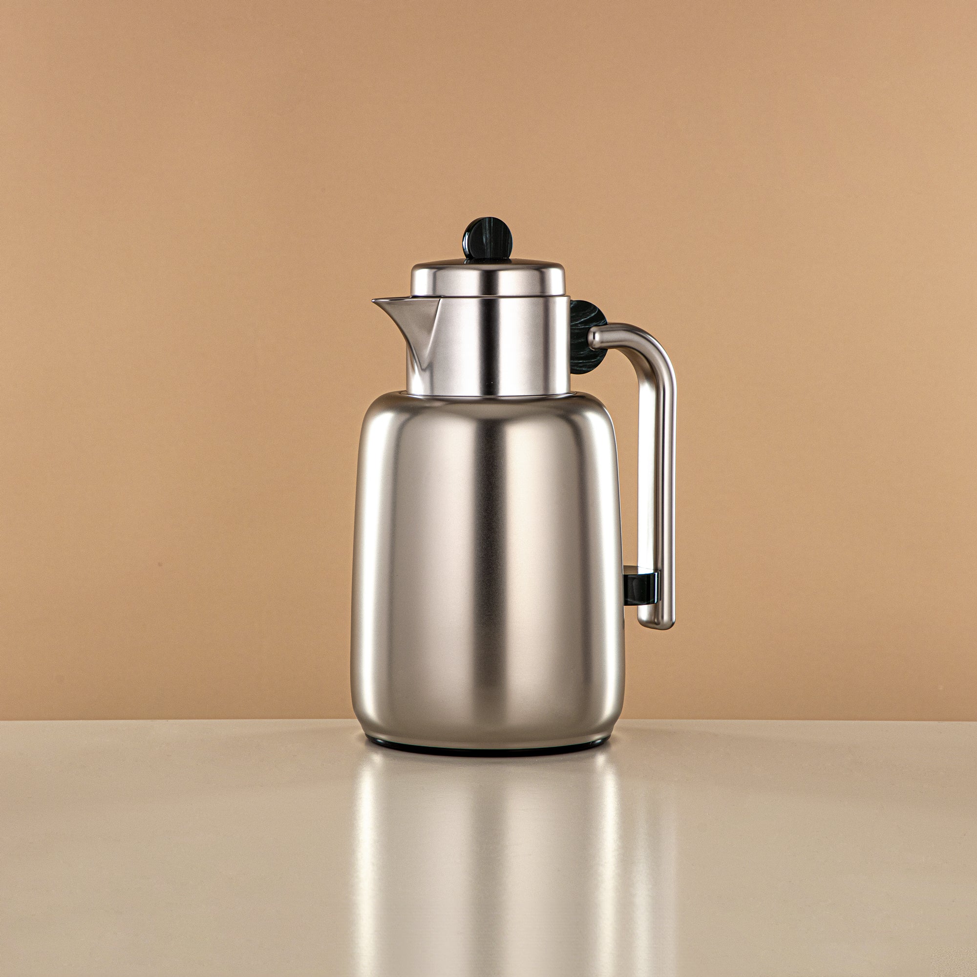 ألمرجان طقم ترامس - 0.7 لتر + 1 لتر، فضي غير لامع ورخام أسود/أخضر (FG808-070/100 GM/MC) - لتقديم الشاي والقهوة