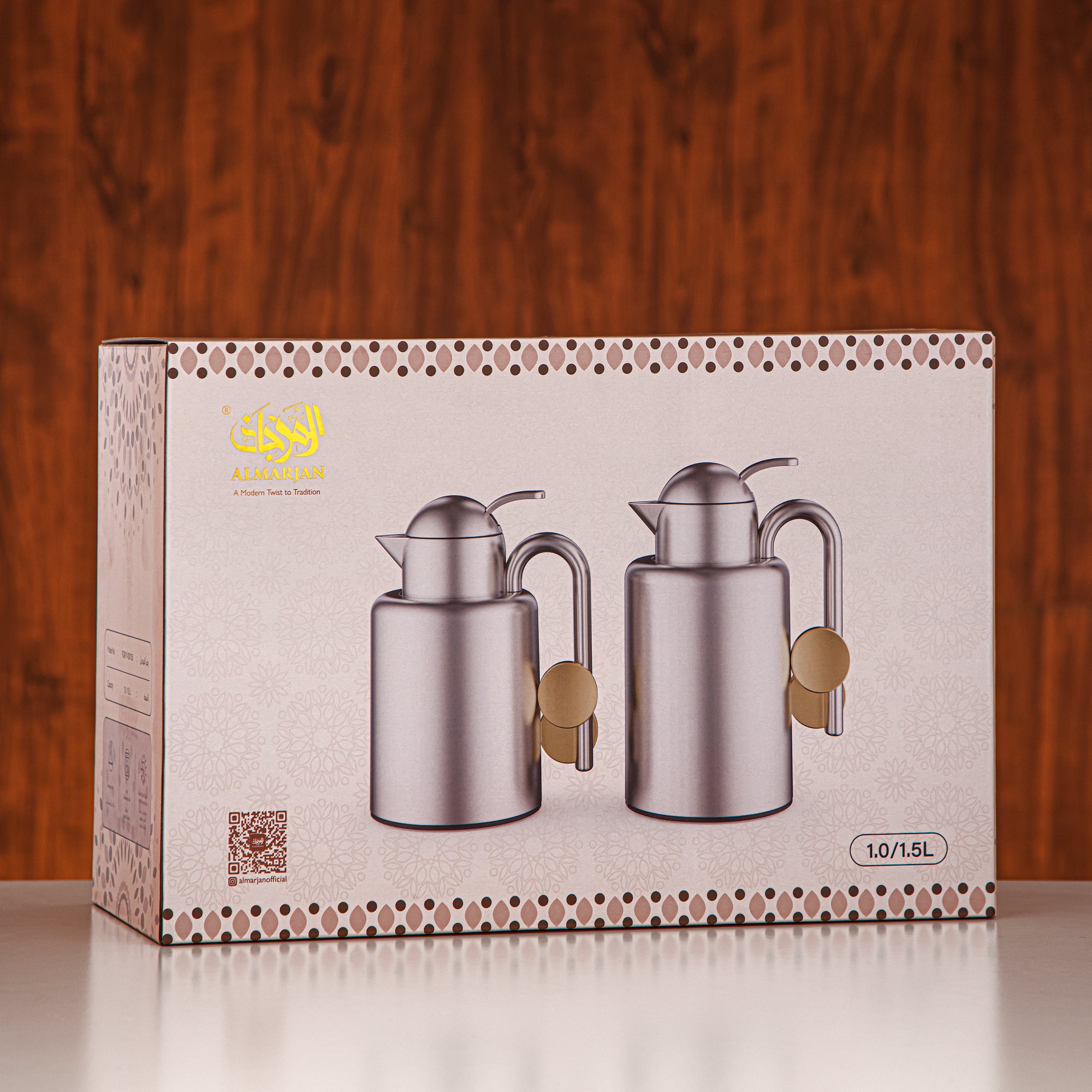 Almarjan Vacuum Flask Set Silver & Gold (FG819-100/150 C/G)