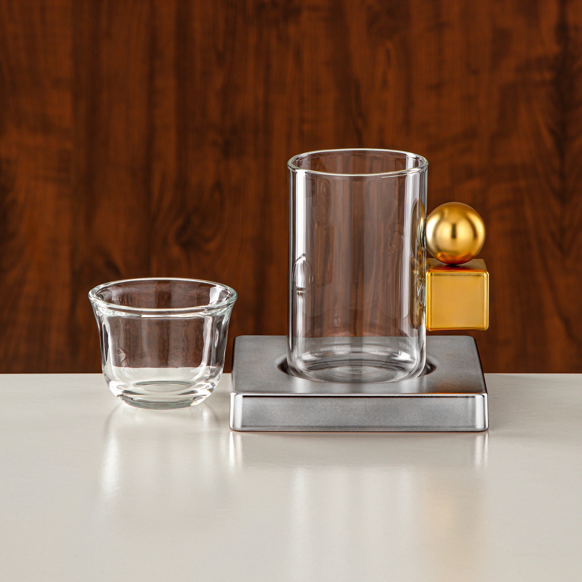 Almarjan Tea Set 18 Pieces Matt Nickel & Matt Gold