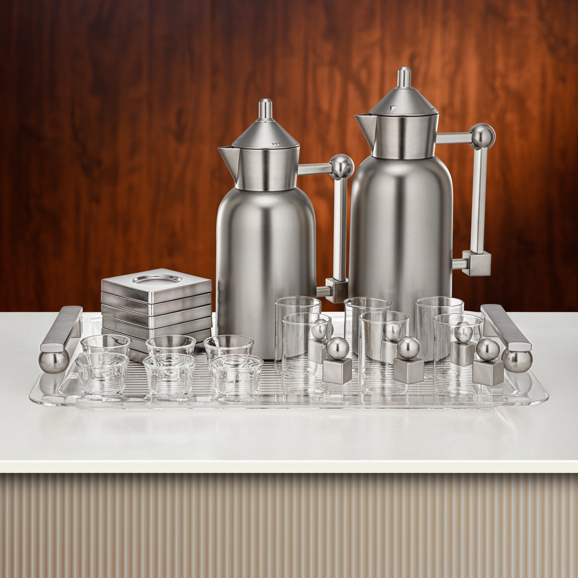 طقم ترامس المرجان 0.7 لتر و1 لتر مطفي النيكل