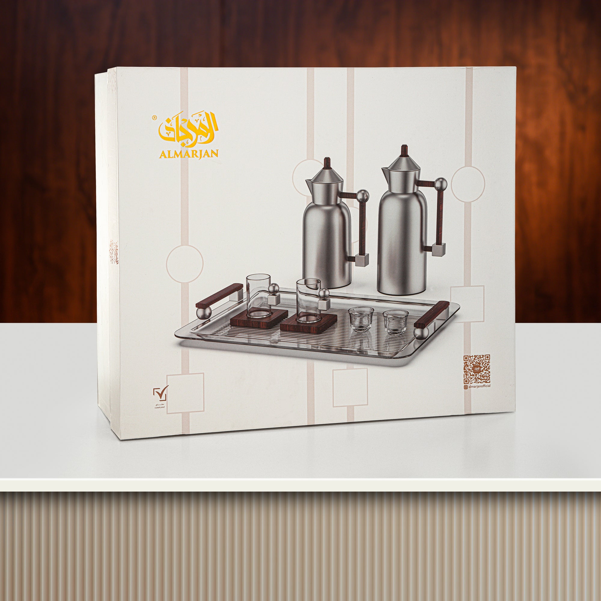 Almarjan Tea & Coffee Set 21 Pieces Silver & Gold