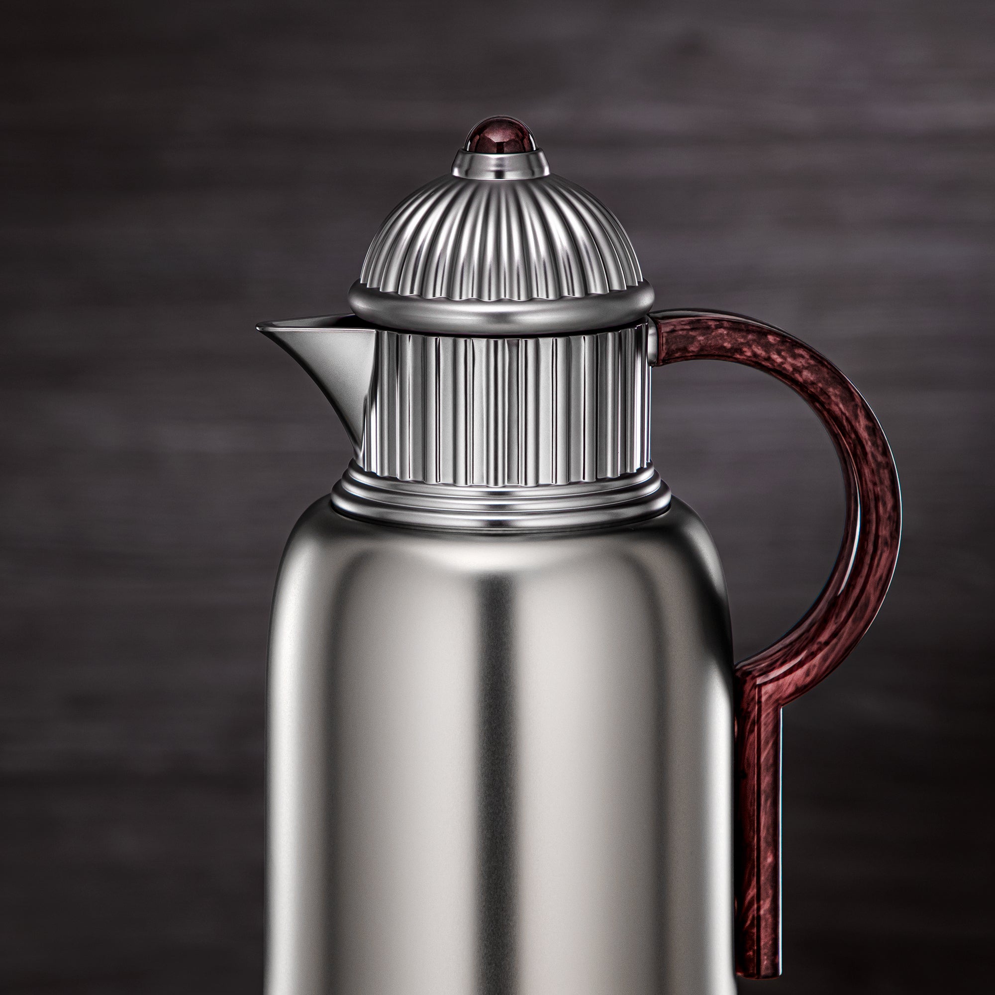 Almarjan Vacuum Flask Set 1L + 1L Matt Nickel & Dark Brown