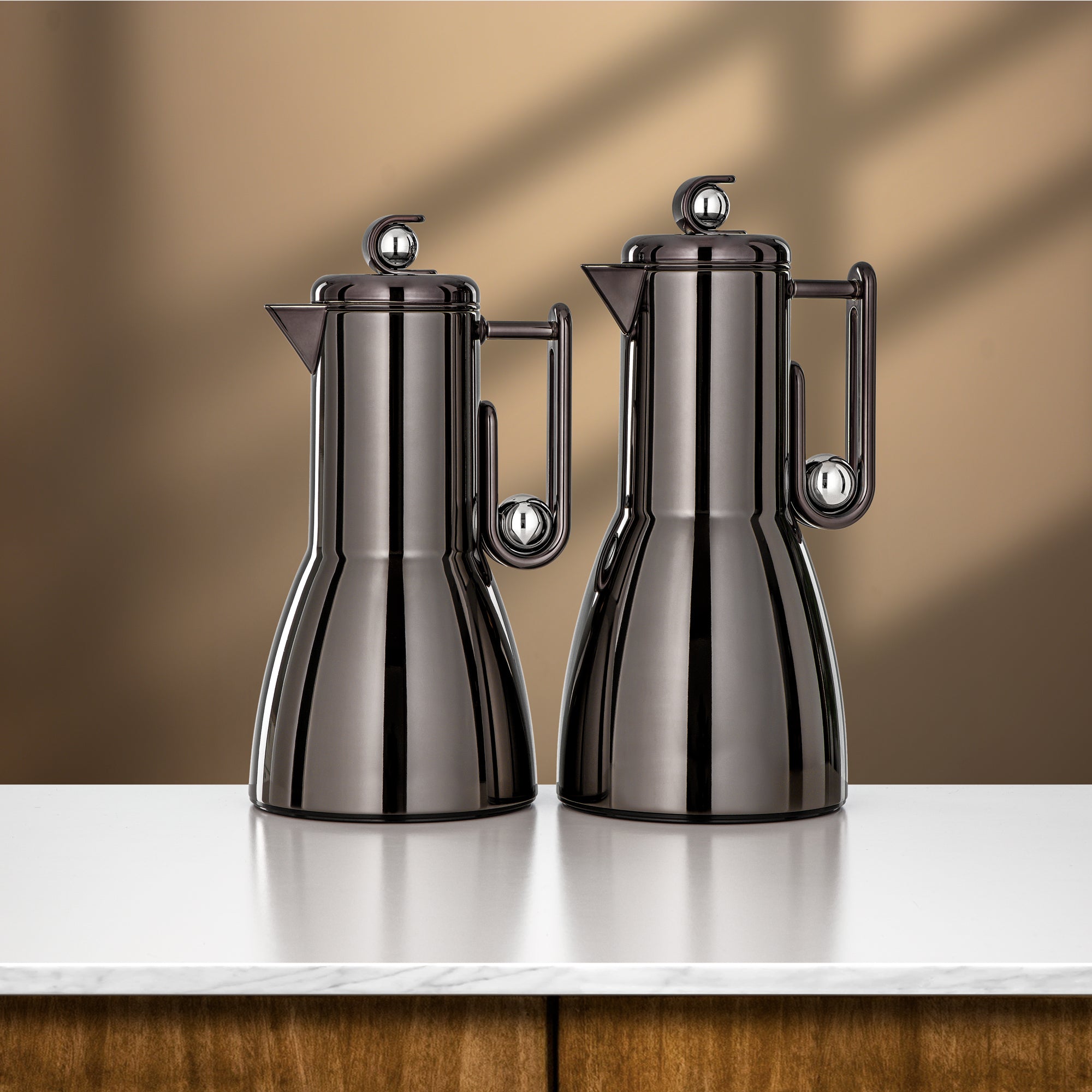 Almarjan Vacuum Flask Set, 2 Pieces – Gun Black & Silver