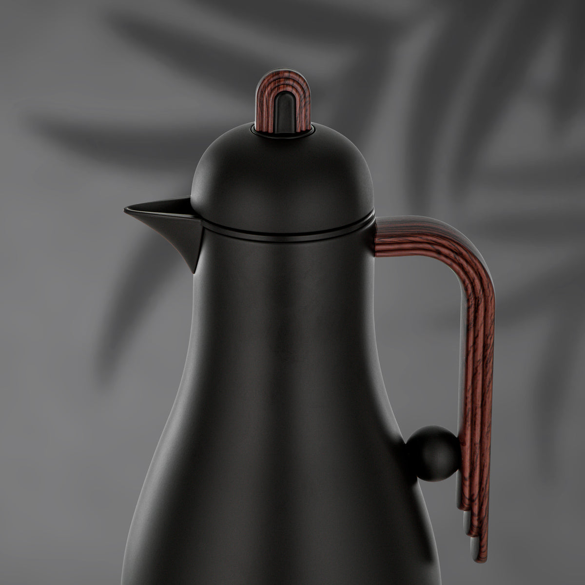 Almarjan 2 Pieces Vacuum Flask Set, Black & Dark Wood