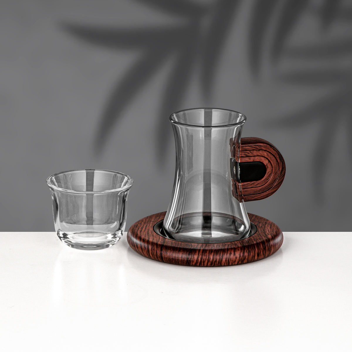 Almarjan 18 Pieces Tea & Coffee Set, Black & Dark Wood