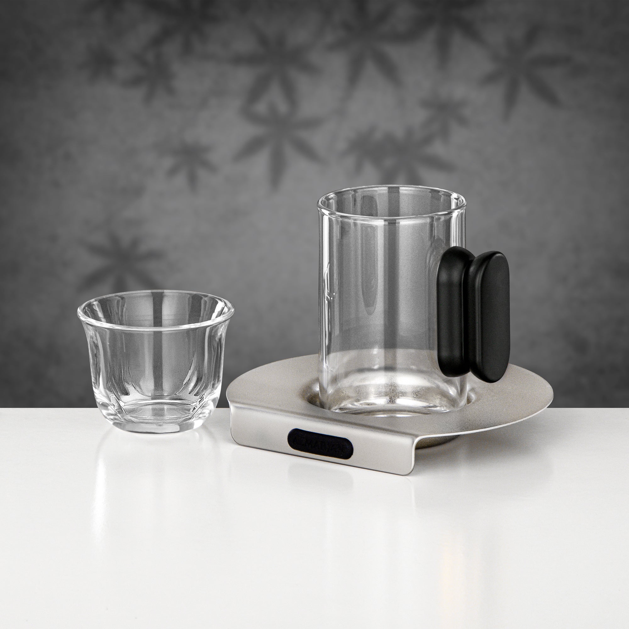 Almarjan 21 Pieces Tea & Coffee Set, Matt Nickel & Black