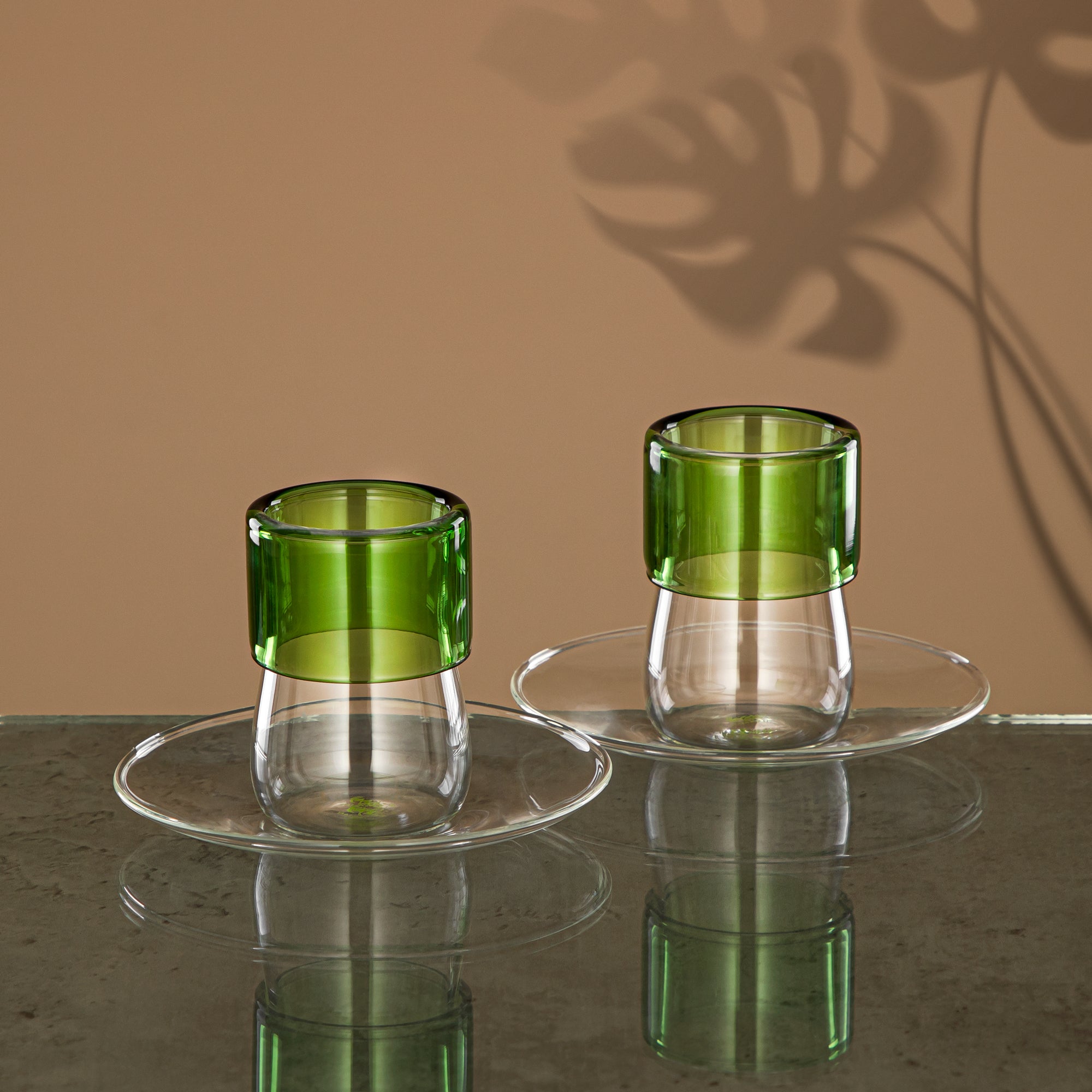 Almarjan Tea Set 6 Pieces, Borosilicate Glass, Clear & Green (GLS0010141) - Modern Serveware