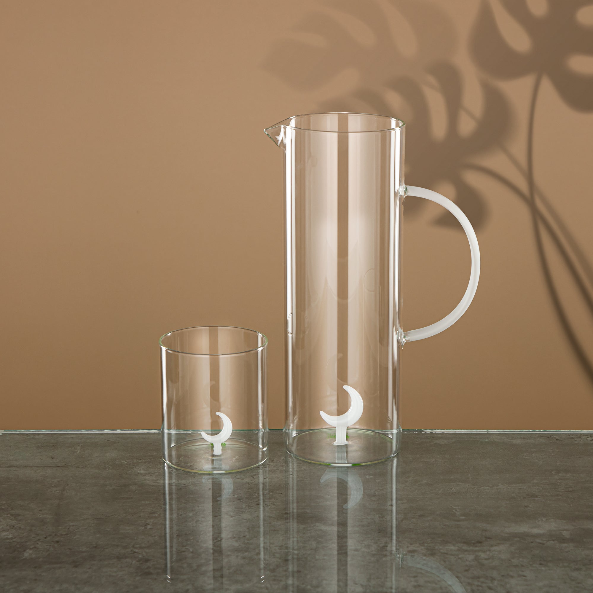 طقم ماء المجران 5 قطع، زجاج بوروسيليكات، شفاف ومجمد (GLS0010179) - مجموعة شروق القمر