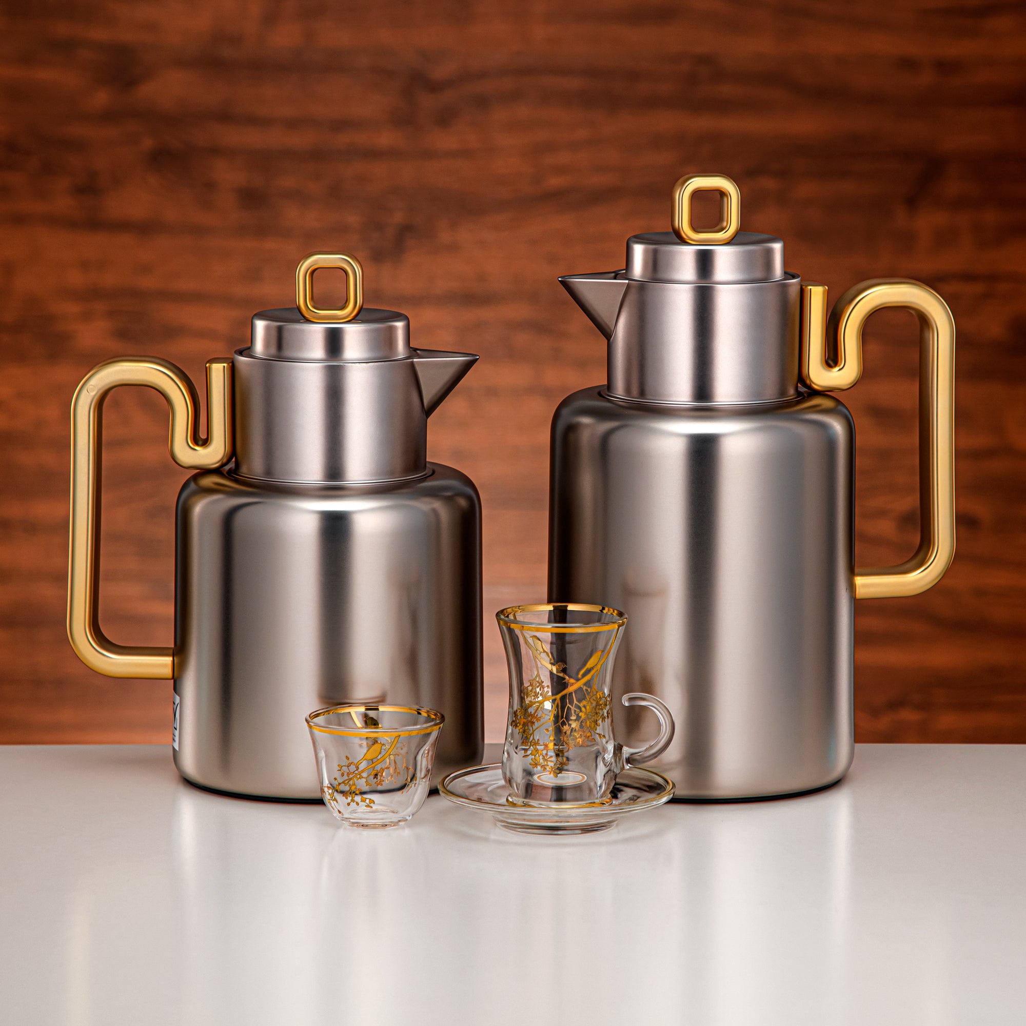 Almarjan Vacuum Flask Set 20-Piece Matt Nickel & Matt Gold