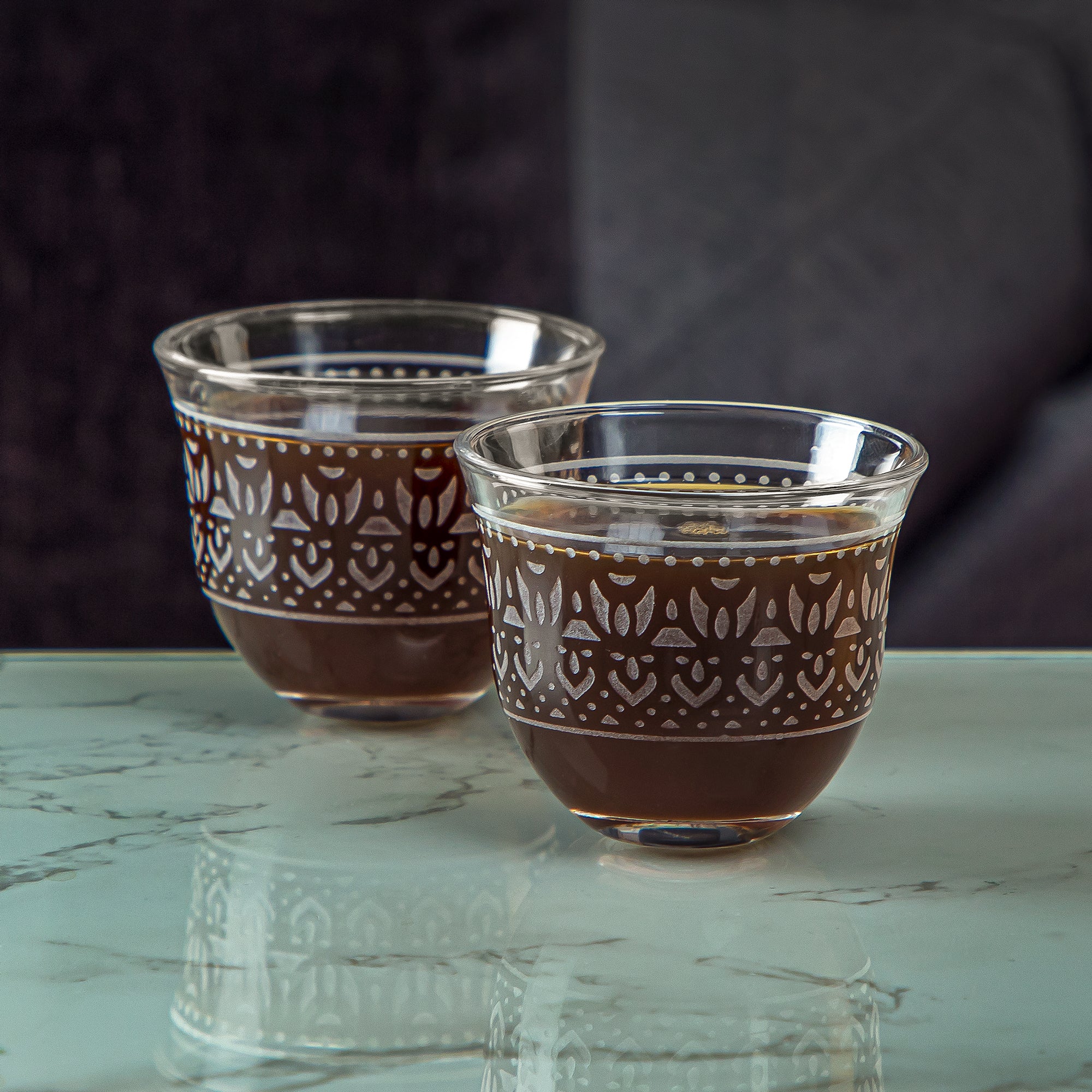 Almarjan 6 Pieces Folk Collection Glass Cawa Cup - GLS2630001