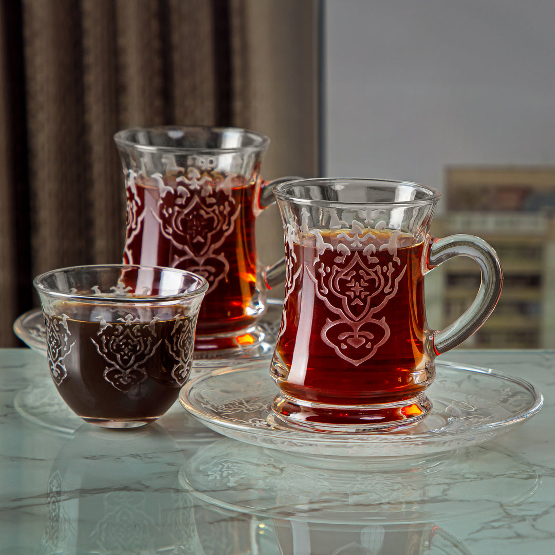 Almarjan 18 Pieces Dome Collection Glass Tea & Coffee Set - GLS2630012