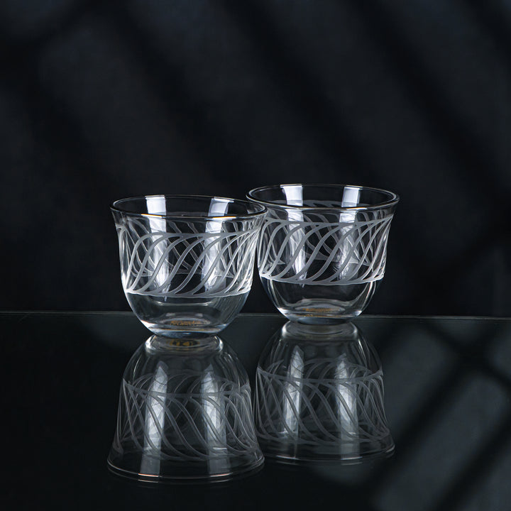 Almarjan 6 Pieces Wave Collection Glass Cawa Cup With Silver Rim - GLS2630037