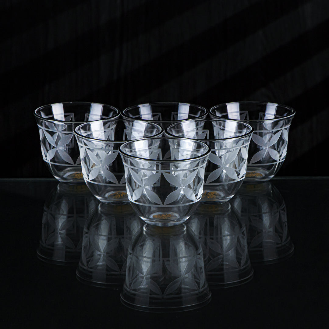 Almarjan 6 Pieces Crave Collection Glass Cawa Cup With Silver Rim - GLS2630043