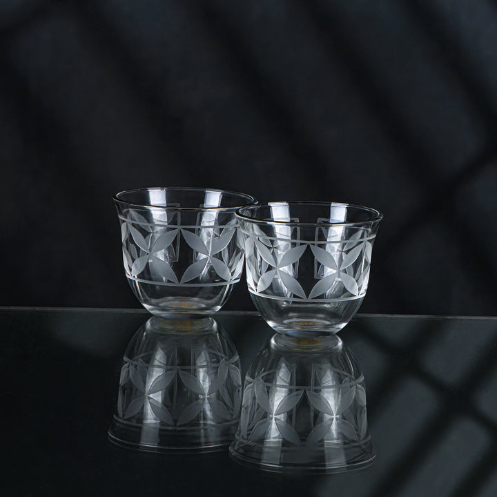 Almarjan 6 Pieces Crave Collection Glass Cawa Cup With Silver Rim - GLS2630043