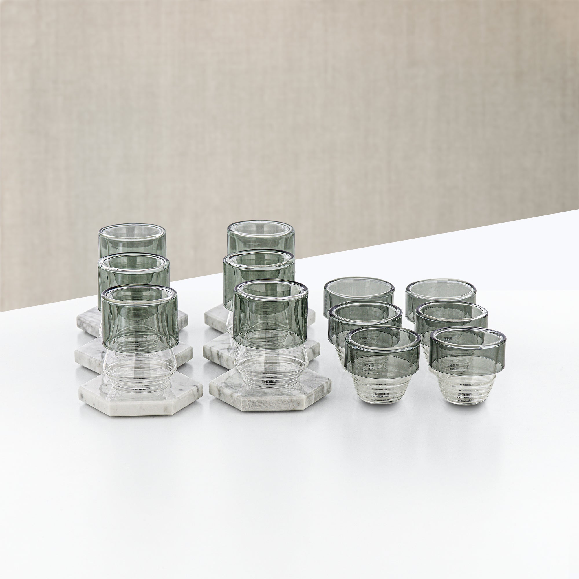 Almarjan Tea & Arabic Coffee Set 18 Pieces Glass & Marble