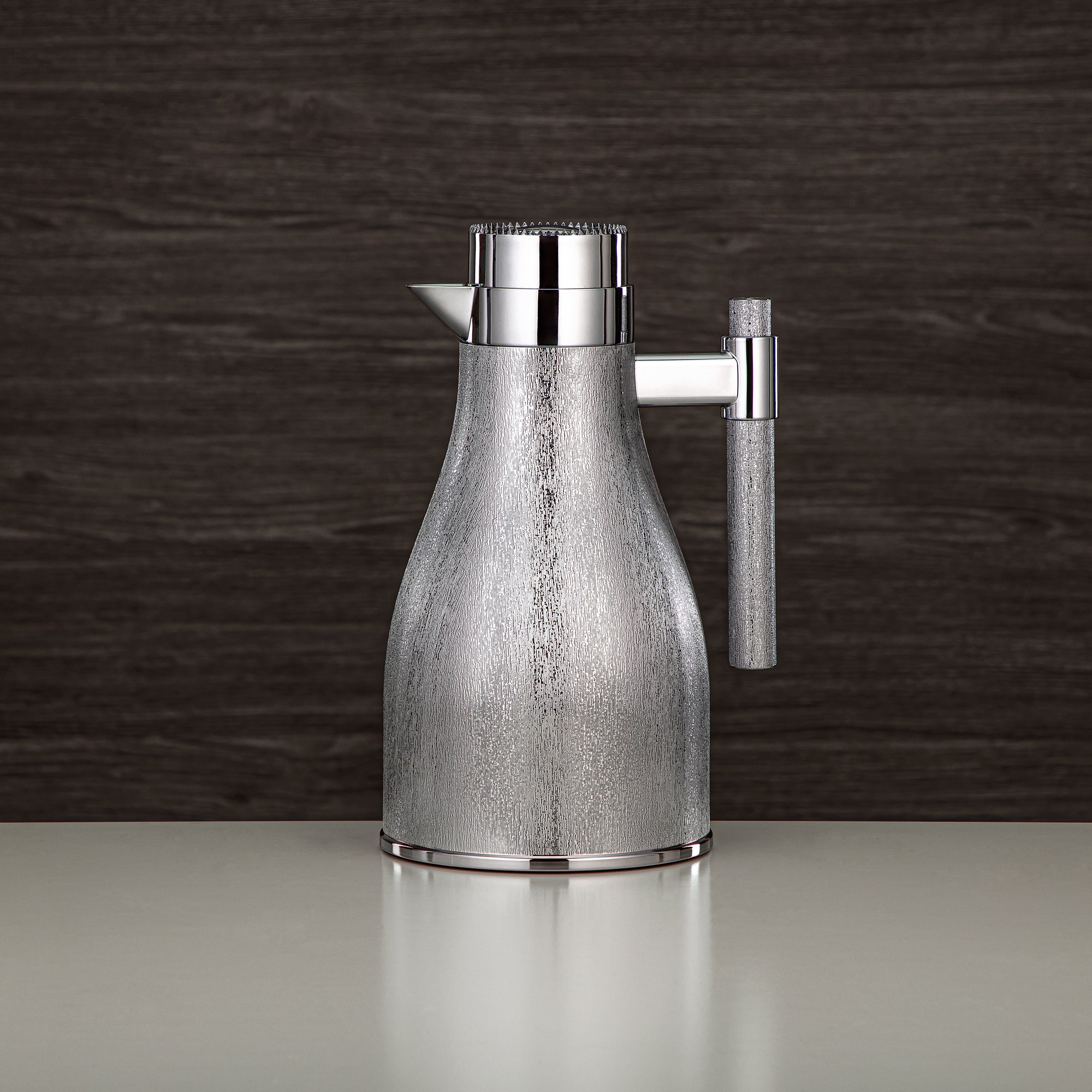 Almarjan Vacuum Flask Set ABS Push Button 1L + 1L Silver (GOK-S-S-S) - Elegant Serving