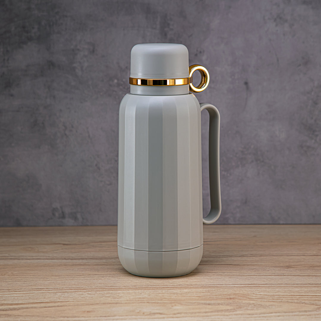 Almarjan 1 Liter Vacuum Flask Light Grey & Gold - GT101 MLGG