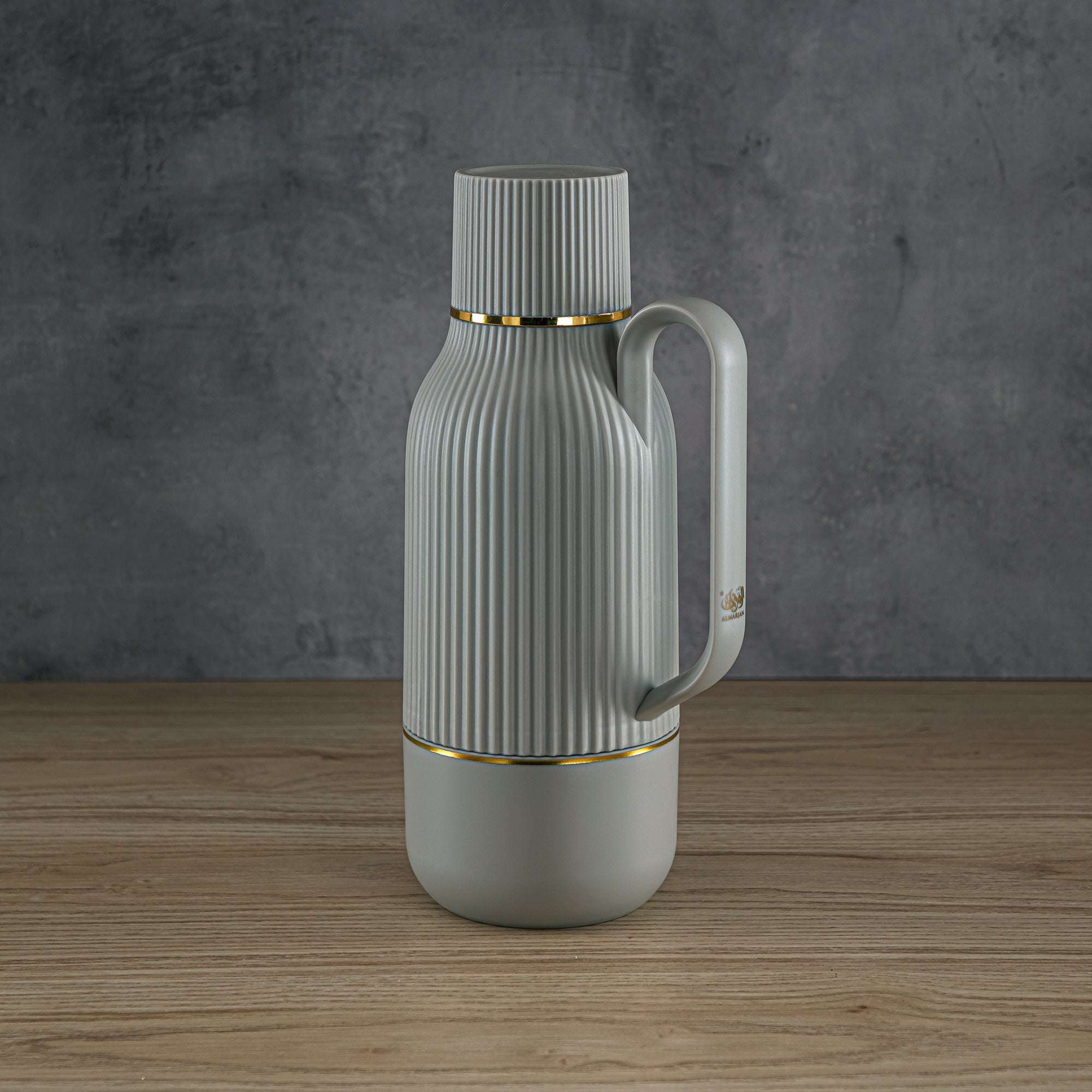 Almarjan 1 Liter Vacuum Flask Light Grey & Gold - GT102 MLGG