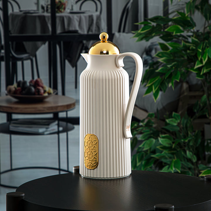 Almarjan 2 Pieces Vacuum Flask Set Ivory & Gold - GT105-070/100 IV/G