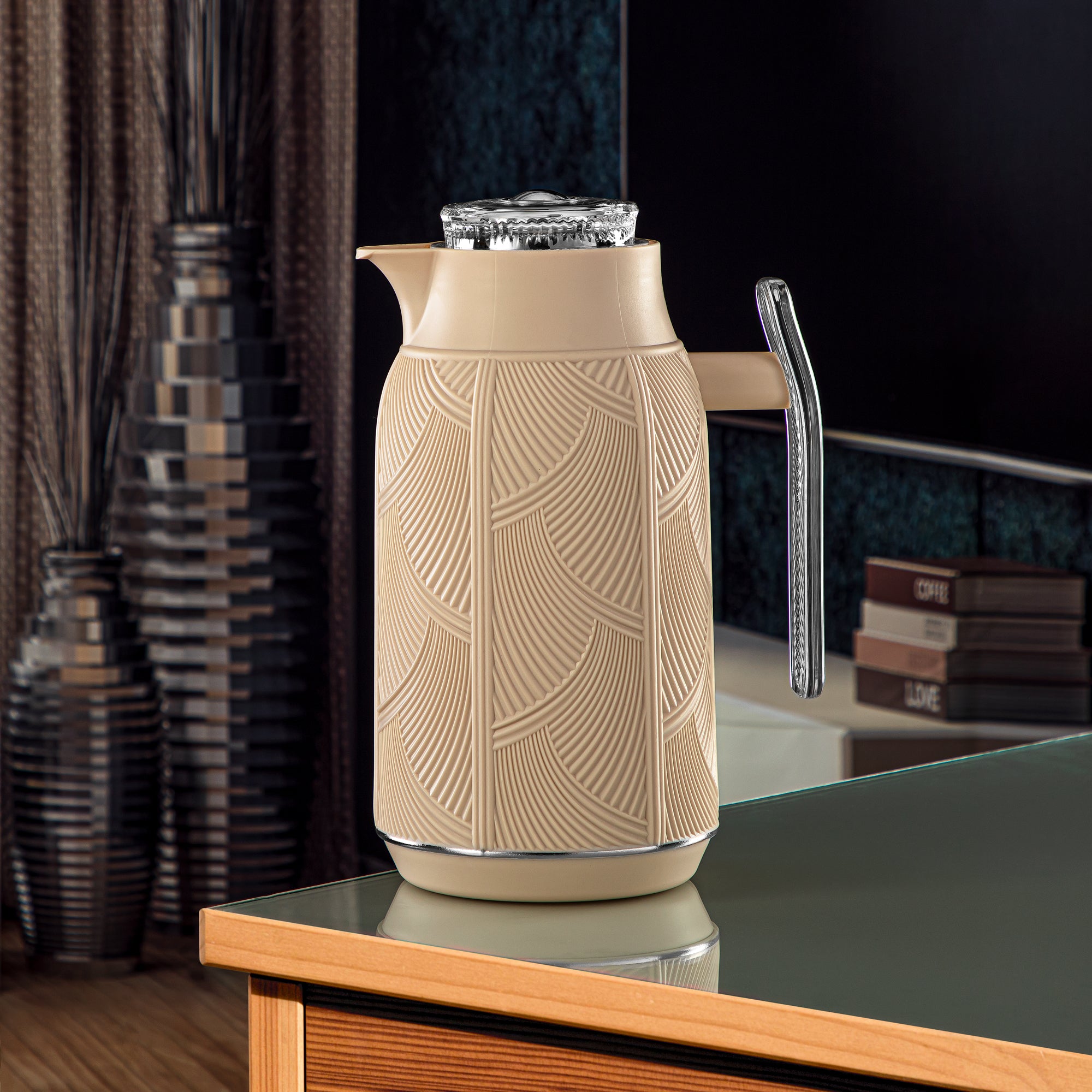 Almarjan 1 Liter Vacuum Flask Beige & Silver - GT113-100 BG/C