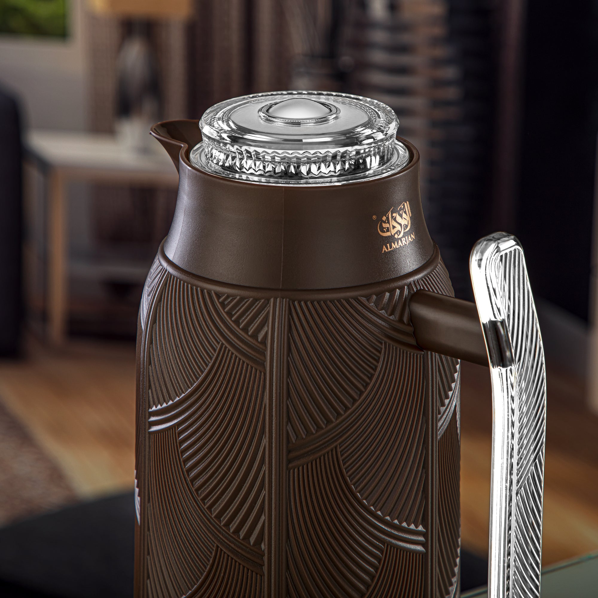 Almarjan 1 Liter Vacuum Flask Brown & Silver - GT113-100 BR/C