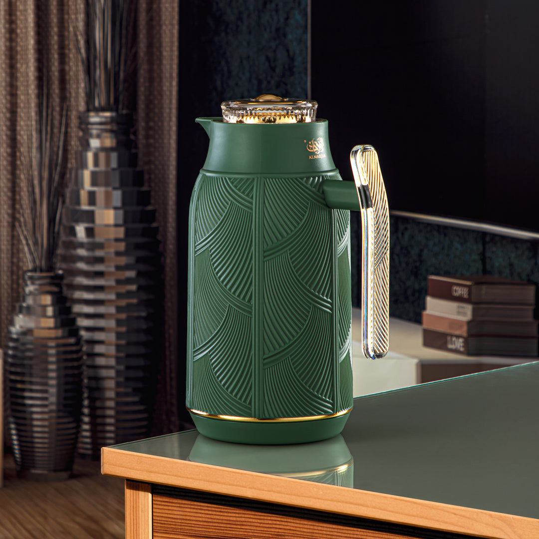 Almarjan 1 Liter Vacuum Flask Set Sage Green & Gold - GT113-100 NGR/G